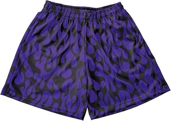 Men's Flame Star Basketball Shorts Breathable Mesh Retro Streetwear Gym Shorts