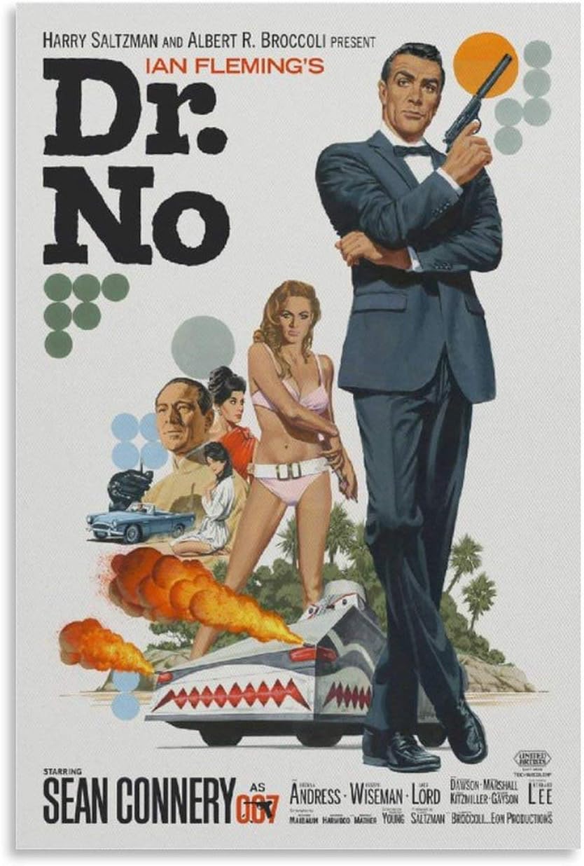 SADAS Vintage Movie Poster James Bond Dr. No Poster Poster Decorative Painting Canvas Wall Art Living Room Posters Bedroom Painting 24x36inch60x90cm