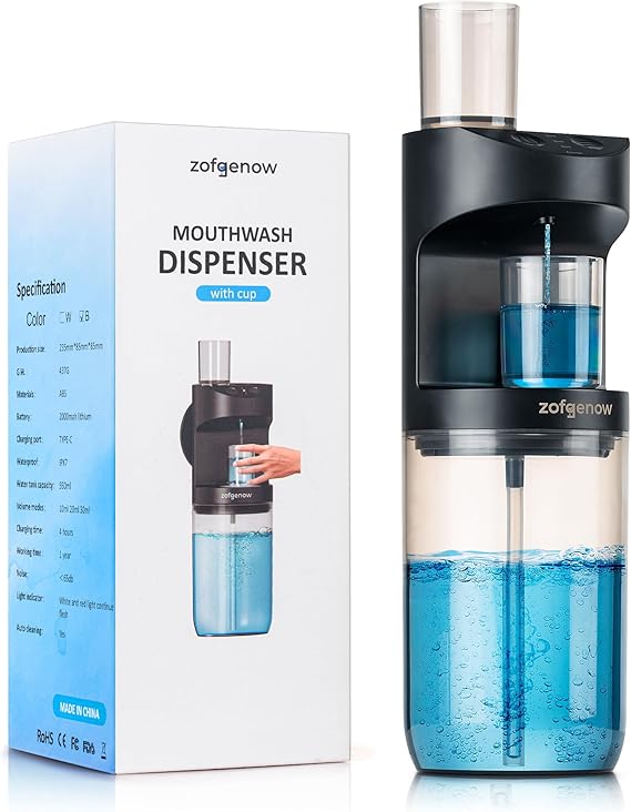 ZOFGENOW Touchless Automatic Mouthwash Dispenser, Wall Mounted 19.4oz Black