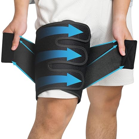 Thigh Compression Sleeve For Men & Women Adjustable Hamstring Compression Sleeve Wrap, Breathable Thigh Brace For Groin, Quad & Hamstring Support, Injury Recovery & Workout Protection - XL