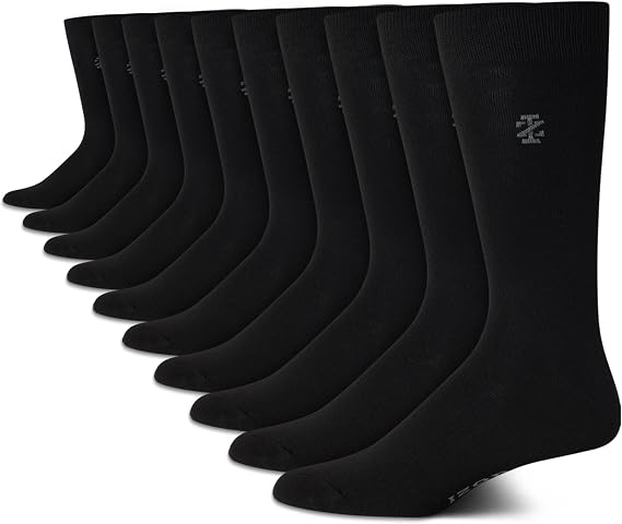 IZOD Mens 10 Pack Dress Casual Crew Socks Lightweight and Moisture Wicking