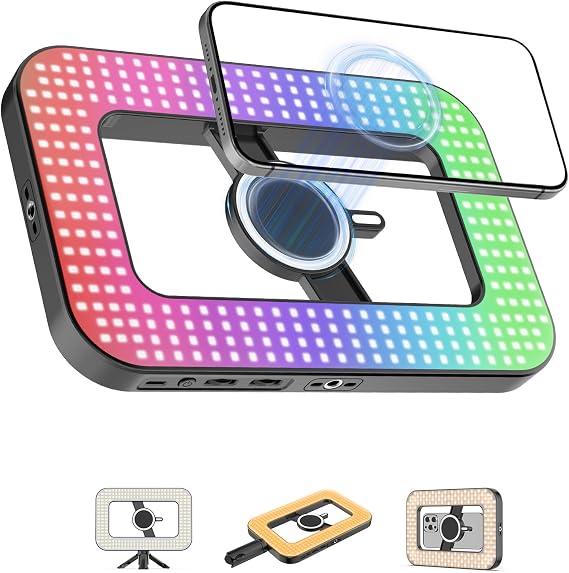 Magnetic 6000mAh Selfie Ring Light for iPhone 448LED RGB Light with Stand