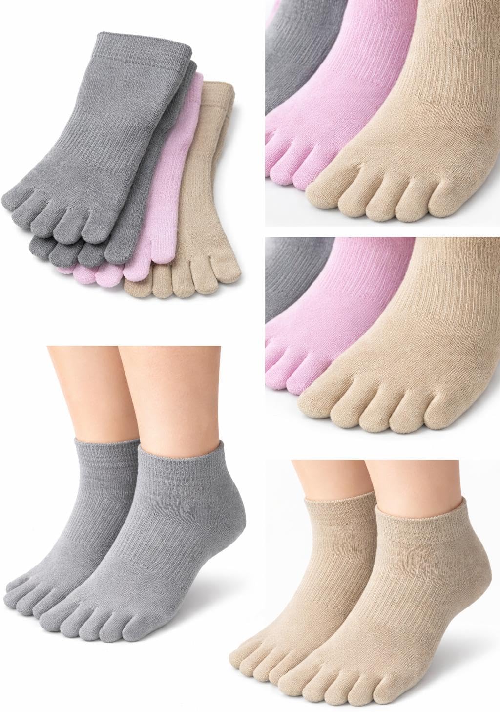 3’lü Bambu Parmaklı Mantar Önleyici Sağ-Sol Ayrı Yıkamalı Patik Set