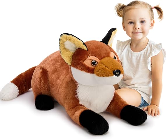 MorisMos Large Fox Stuffed Animal Plush 76 cm, Orange Kawaii Fox Teddy Soft Toy, Cuddly Woodland Animal Plush for Girls Boys Kids, Birthday Christmas Room Decor