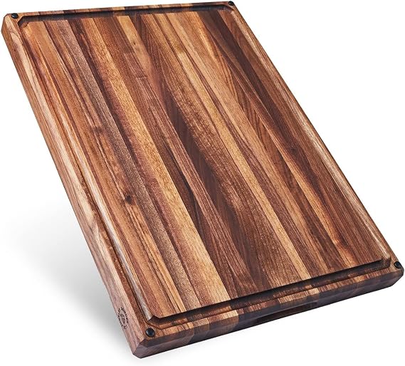 Sonder Los Angeles Franklin Cutting Board, Edge Grain Walnut, 20x15x1.5 in | Made in USA, Non-toxic, Non-Slip Feet, Juice Groove, Built-in Handles, Reversible, Gift Box Included, Large 10.3 lbs