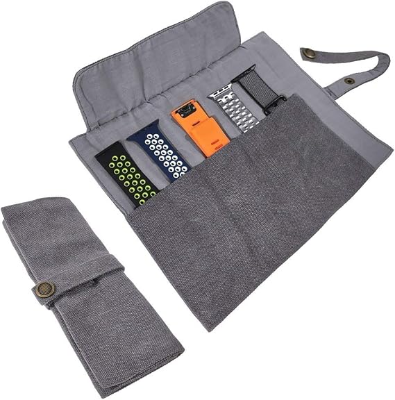 YOOSIDE Watch Strap Accessories, Smartwatch Bracelet Cotton Canvas Portable Storage Bag Organiser Compatible with Apple/Garmin/Samsung Bracelet