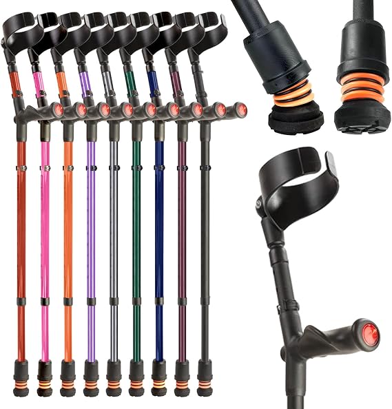 Flexyfoot Ltd Shock Absorbing Comfy Grip Double Adjustable Crutch – Choice of Colours Available Here – Improves Safety, Improves Grip, Reduces Shocks & Jarring – Left Handed - Black,Q13593