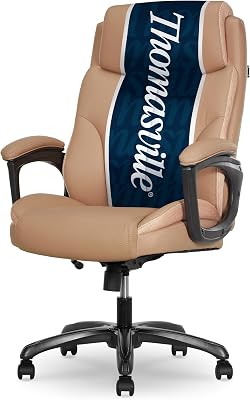 Thomasville Danvers Big & Tall Office Chair, Ergonomic High-Back and Contoured Lumbar Support, Supportive ComfortCraft Seat Cushion Technology, Breathable Vegan Leather with Padded Armrests, Tan