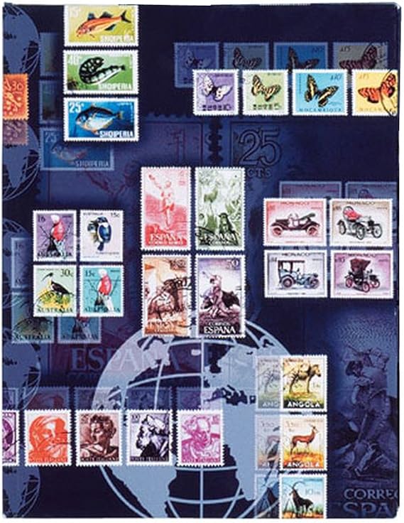 Pagna Postage Stamp Album A4 Motif Print Laminated 16 Pages Black Cardboard