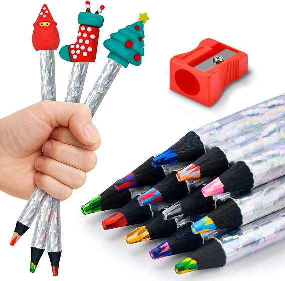 FilmHOO 12Rainbow Colored Pencils,Stocking Stuffers for Kids 4-12 Year Old