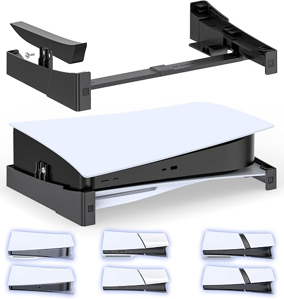OIVO PS5/ Slim/Pro Horizontal Stand for Disc & Digital Console, Stable PS5 Accessories Base Stand with Upgraded Support Rods on Bottom & Scalable Design for PlayStation 5 Console-Black
