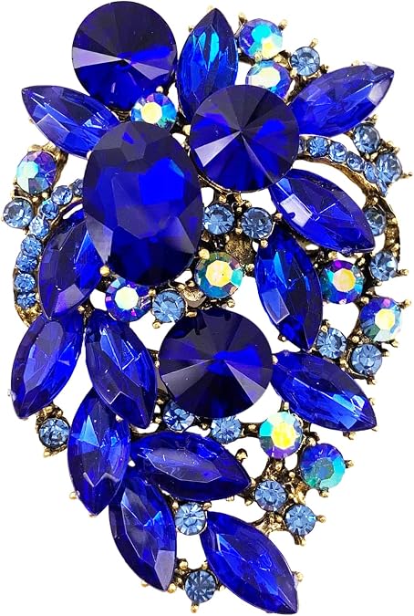 SELOVO Rhinestone Statement Brooch Pin Flower Dress Accessory