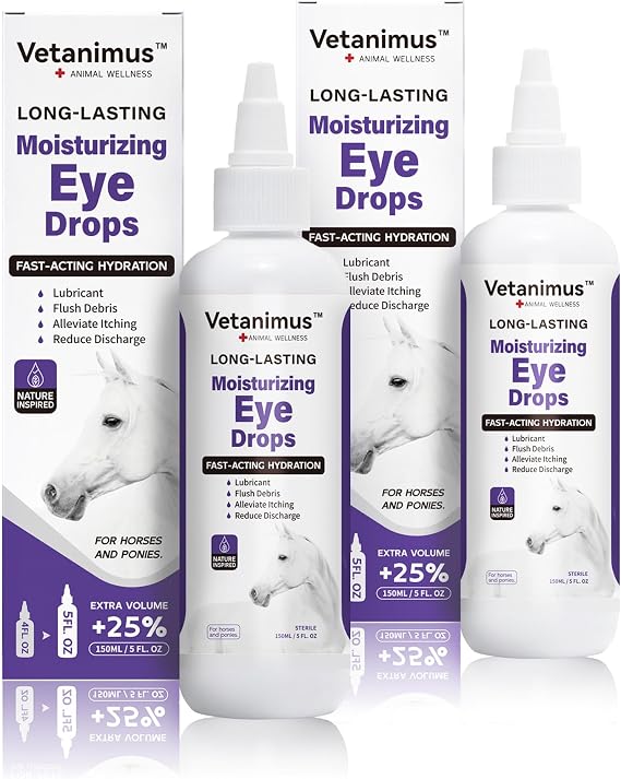 Refreshing Moisturizing Eye Drops 150ml/5 fl.oz for Horses and Ponies Fast-Acting Hydration 2 Bottle Set