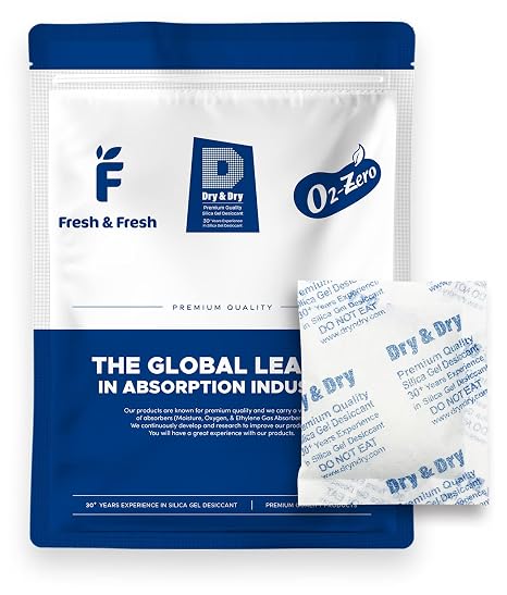 Dry & Dry [50 Pack 50 Gram Premium Pure & Safe Silica Gel Packets Desiccant Silica Packets - Rechargeable Fabric Silica Gel, Silica Gel Packs