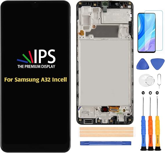A-MIND for Samsung Galaxy A32 4G A325 LCD Touch Display,for Samsung A325F A325M(Incell with Frame) Digitizer Screen Replacement Full Assembly Repair Kits with Tools