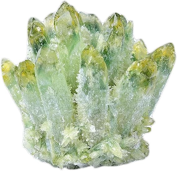 Natural Raw Quartz Green Crystal Cluster Healing Stones Crystal Point Specimen Gemstone for Energy Reiki Room Home Office Aquarium Decoration,400g