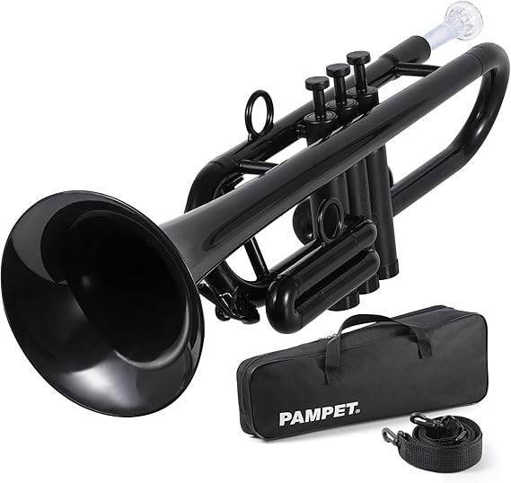 PAMPET Professional Plastic Trumpet C trumpet for Student Beginner Black | Lightweight Durable Professional Standard Trumpets C Trumpets Instrument With 3C and 7C Mouthpiece
