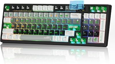 Womier M90 Creamy Keyboard with Number Pad, Wireless Gaming Mechanical Keyboard & Multimedia Display, Hot Swappable Custom Key Board RGB,POM Linear Switch,PBT Keycaps for PCXboxPS4PS5-Black