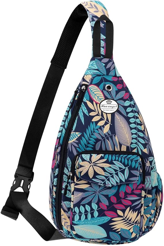 HUA ANGEL Stylish Chest Bag Crossbody Bag Lightweight Backpack Women Men Waterproof Sling Bag Chest Bag Shoulder Bag with Bottle Compartment for Travel Sporty Hiking