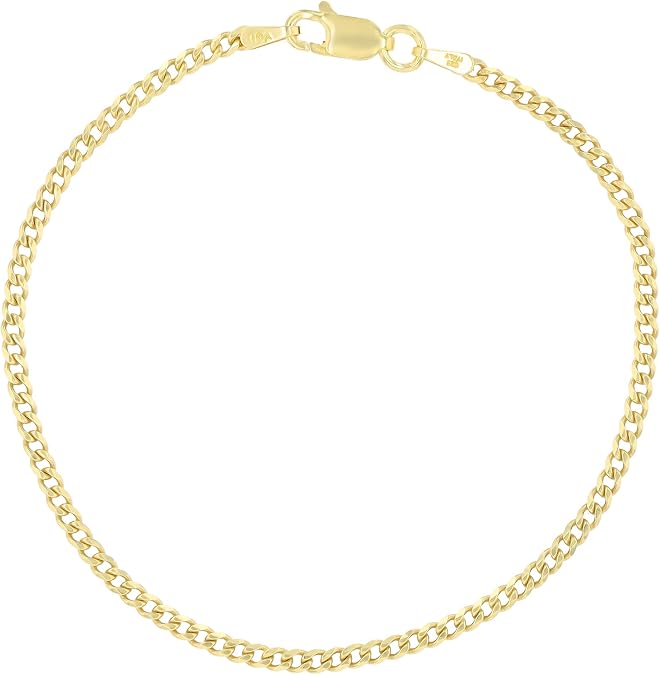 14K Yellow Gold Plated Silver 3mm-16mm Cuban Curb Chain | 925 Italian Chain | Solid 925 Italian Curb Link Chain For Men