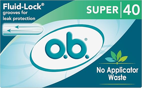 o.b. Tampons No Applicator, Fragrance-Free - 40ct | Applicator-Free Tampons Super, Feminine Care, ob Tampon Super, Period Products