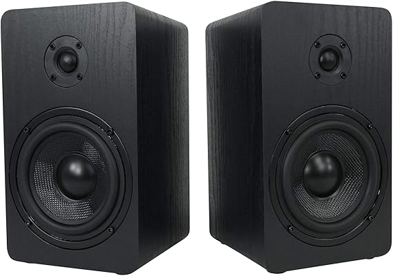 Rockville RockShelf 58B Black Pair 5.25" Home Theater Bookshelf Speakers | 360W Peak/90W RMS, Kevlar Woofer, 1" Silk Dome Tweeter, Wall Mount, 8 Ohm, MDF Cabinet, 5-Way Binding Posts