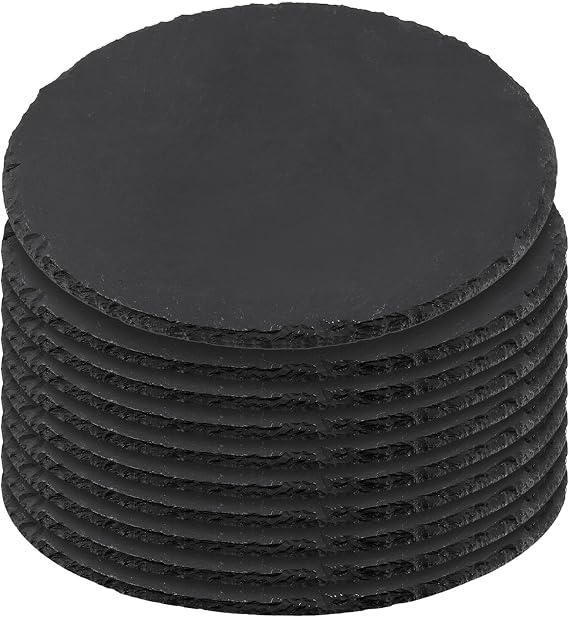 10 PCS 7.9 Inches Slate Board, Black Round Slate Charcuterie Boards for Dishes, Meat, Appetizers