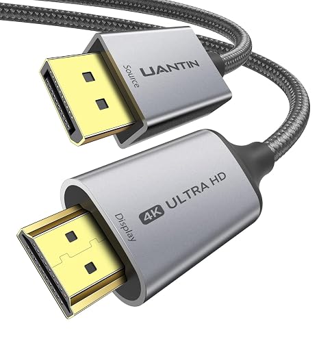 UANTIN 4K DisplayPort to HDMI Cable 10FT, Uni-Directional DP to HDMI Cable