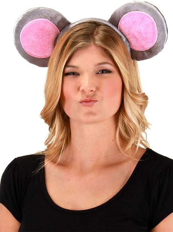 elope Gray Mouse Ears Headband and Tail Kit - Velour-Covered Ears and Foam Tail with Hook and Loop Fastener