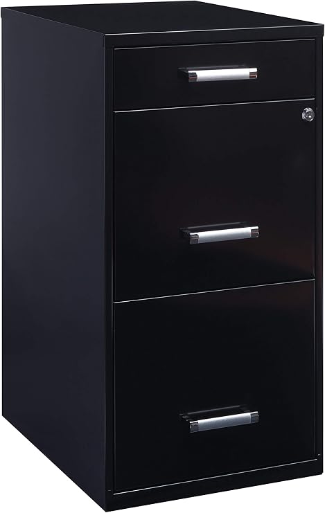 18in. Deep 3 Drawer Metal Organizer File Cabinet with Pencil Drawer, Black