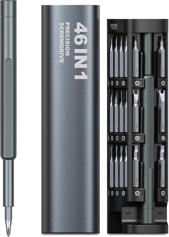 KeeKit Precision Screwdriver Set, 46 in 1 Repair Tool Kit with 42 Magneitc Bits, Mini Screwdriver Set with Magnetic Storage Box, Non-Slip Handle for Computer, Laptop, Phone, Eyeglasses