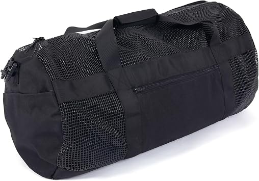 Heavy Duty Large Diving Gear Mesh Bag, Scuba and Snorkeling Gear Mesh Duffle Bag, Large Mesh Travel Duffel Bag, Mesh Beach Bag (With Pocket, 30-inch)