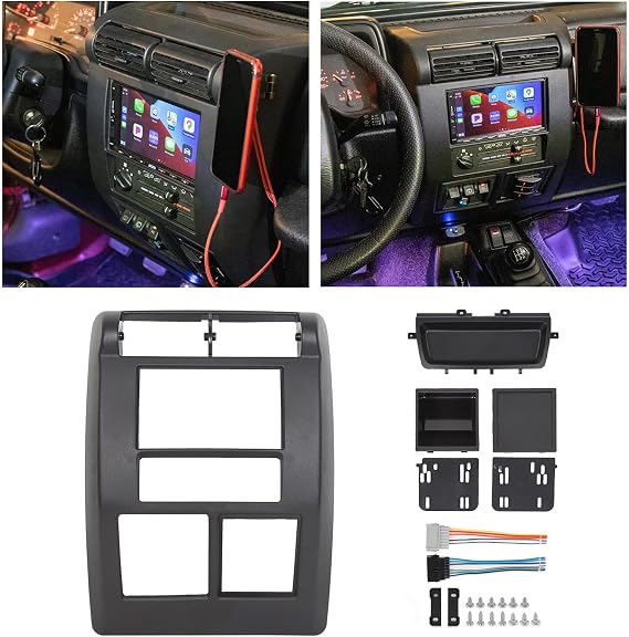 HECASA Double DIN Dash Radio Bezel Compatible with 1997-2002 Jeep Wrangler TJ Radio Stereo Dash Bezel Center Trim Panel