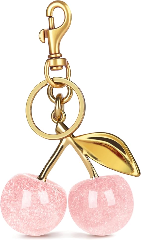 OVRUNS Cherry Bag Charm Women Cute Cherries Keychain Sparkling Purse Charms Pendant for Handbag Wallet Car Phone
