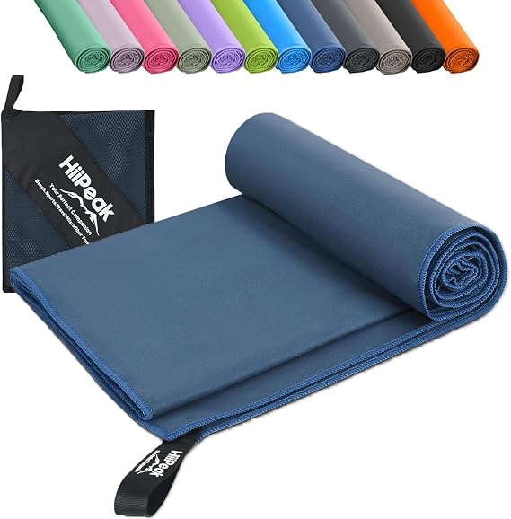 HiiPeak Large Microfibre Towel (180x90cm) Compact Camping Beach Towel - Quick Dry Lightweight Absorbent Sports Gym Swimming Hiking Drying Towel for Men,Women (Navy Blue-1pack, X-Large)