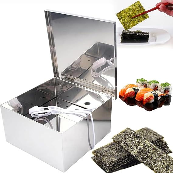 Stainless Steel Seaweed Drying Box, 25W Seaweed Container with Drying Function, Heats Seaweed to Make It Crispy, for Sushi Restaurants, Japanese Restaurants