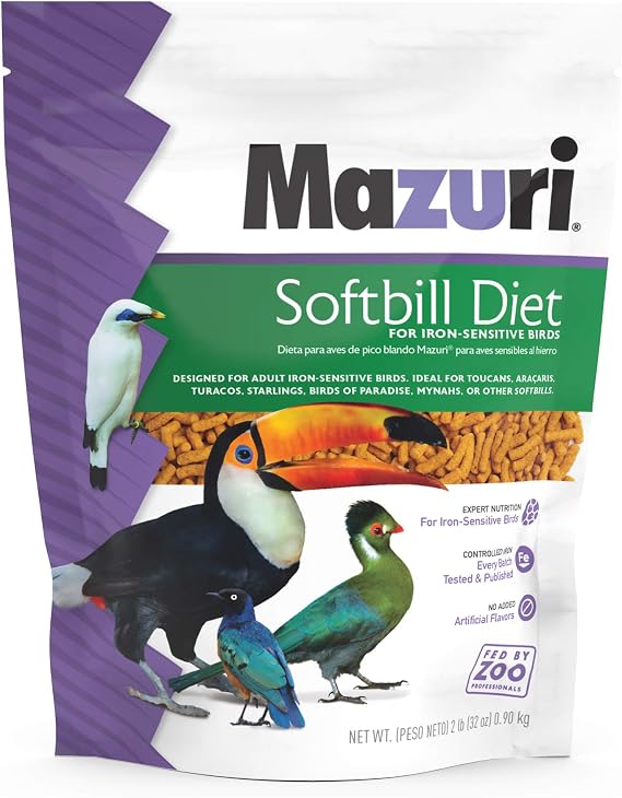 Mazuri | Softbill Diet for Iron-Sensitive Birds | 2 Pound (2 LB) Bag