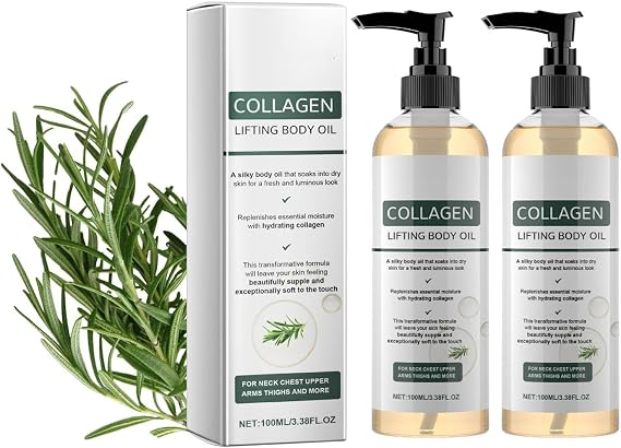 Collagen Magic Body Oil Firming, Collagen Lifting B-Ody O-Il, Glow Essence Lifting Body Oil, Skin Tightening for Scars, Wrinkles And Stretch Marks Neck, Chest, Arms, Legs & Stomach (2Pc)