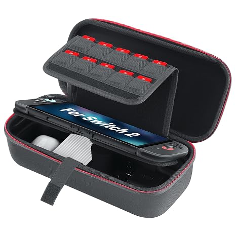Zadii Protective Carrying Case Compatible with Nintendo Switch 2, Dual-Layer Travel Bag Holds Switch 2 Console, 20 Games, Power Adpater, Earbuds, Cables and Other Accessories