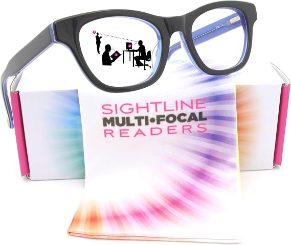 Sightline p305 Bold Chunky and Funky Progressive Reading Glasses for Women Premium Optical Acetate Frame
