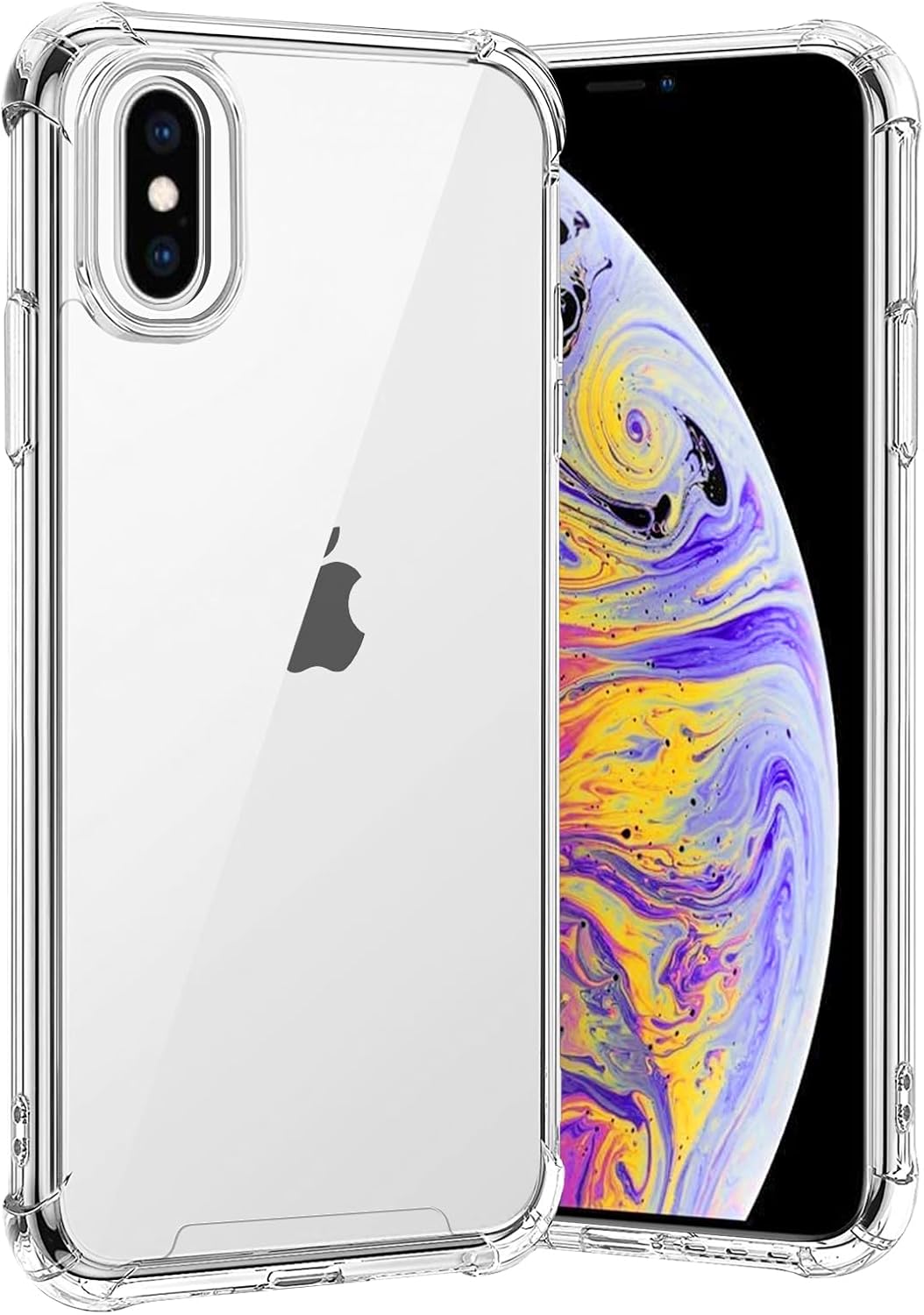 Gueche Case for iPhone XS Max, Crystal Clear Silicone TPU  Hard Back PC Phone Cover, Shock-Absorption, Bike Phone Holder and Wireless Charger Compatible - Clear
