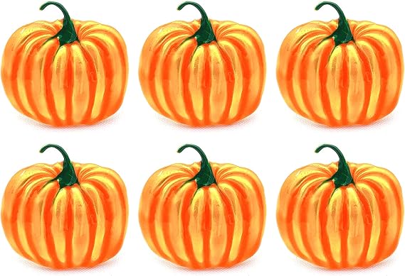 Thanksgiving Pumpkin Napkin Rings Set of 6, Halloween Napkin Holder, Metal Napkin Rings for Family Gatherings Holiday Party Home Kitchen Dinner Table Setting (Pumpkin)