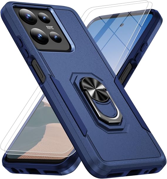 for Motorola Moto G Power 2026/2025 Case [15 FT Military Grade Drop Protection] with 2X Tempered Glass Screen Protector, Heavy-Duty Shockproof Kickstand Case Dark Blue