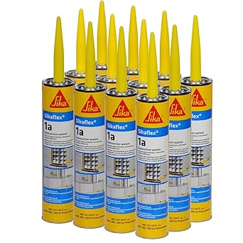 Sikaflex 1A Polyurethane Premium Grade High Performance Elastomeric Sealant, 10.3 fl oz Capacity, Black, 12 Tubes