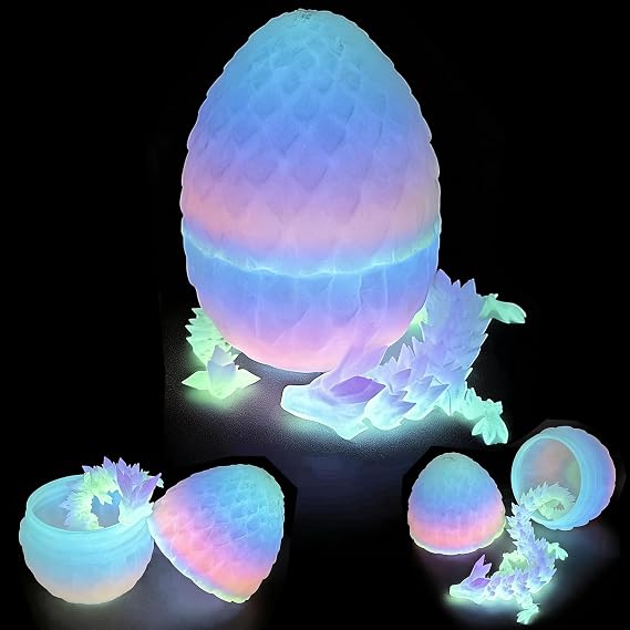 3D Printed Dragon, 3D Dragons Eggs With Dragon Inside, Glow In The Dark Eggs Dragons, Articulated Toys Removable Mystery Fidget Toy Home Office Decor Executive Desk Easter Toys