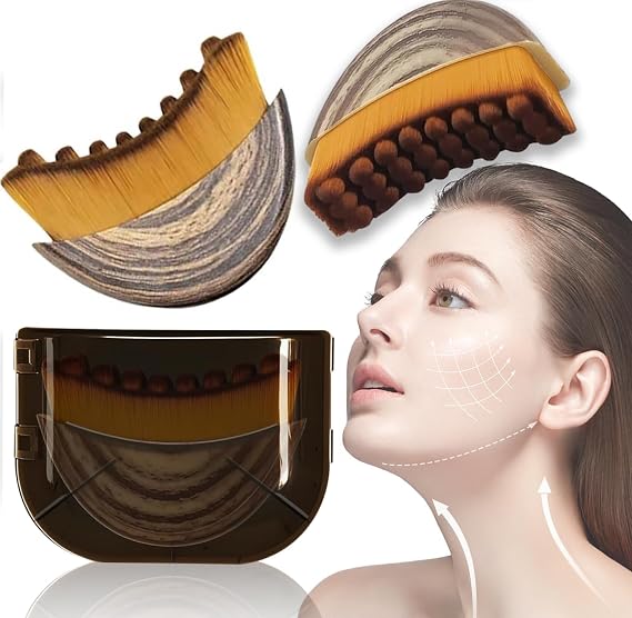 2 PCS Lymphatic Contour Face Brush for Sculpting Anti-Puffiness, Detox & Lift, Boosts Skin Glow & Skincare Absorption (2 Pcs Contour Face Brush)