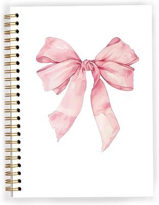 Coquette Pink Bow Notebook, Pink Preppy Spiral Notebook 5.5x8.3, Girly Aesthetic Journal for Women, Coquette Girly Office Supplies, Preppy Gifts for Women, Spiral Journal