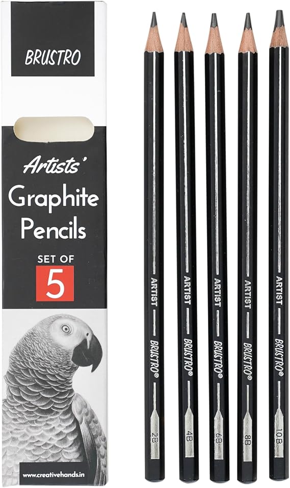 BRUSTRO Graphite Pencil set of 5 (2B, 4B, 6B, 8B, 10B)