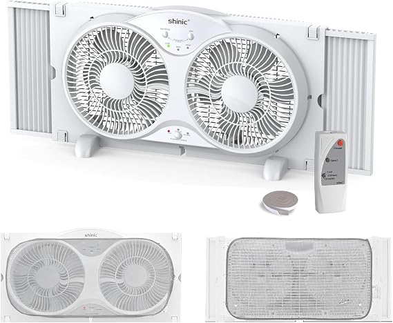 shinic 9" Twin Window Fan, 2026 Upgraded, Reversible Airflow with Remote
