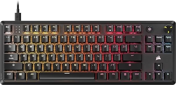 Corsair K70 CORE TKL RGB Numeric Keyless Mechanical Wired Gaming Keyboard - Pre-Rubbed MLX Red v2 Linear Switch SOCD ABS Double Shotkey Cap Attenuation 1000Hz Polling QWERTY NA - Black